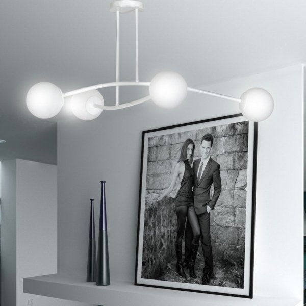 LAMPA WISZĄCA KULE BIAŁE DO SALONU POKOJU EMIBIG HALLDOR 4 WHITE