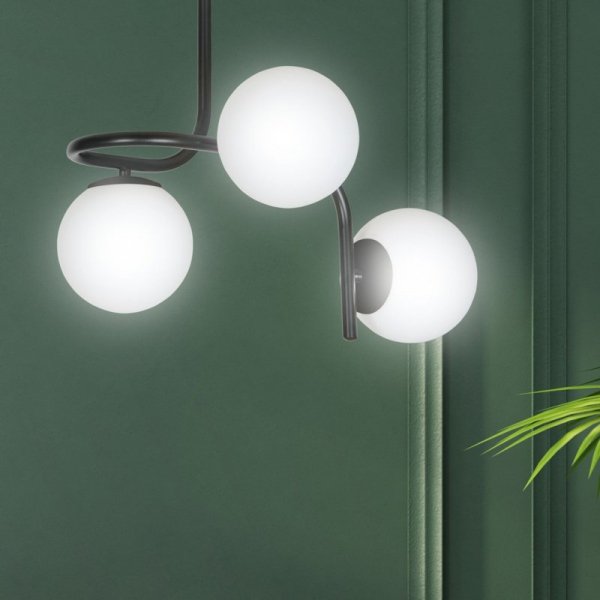 LAMPA SUFITOWA KULE BIAŁE DO POKOJU SYPIALNI SALONU EMIBIG KALF 3 BLACK