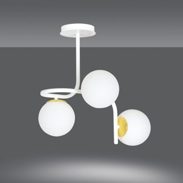 LAMPA SUFITOWA NOWOCZESNA KULE BIAŁE EMIBIG RAGNAR 3 WHITE GOLD