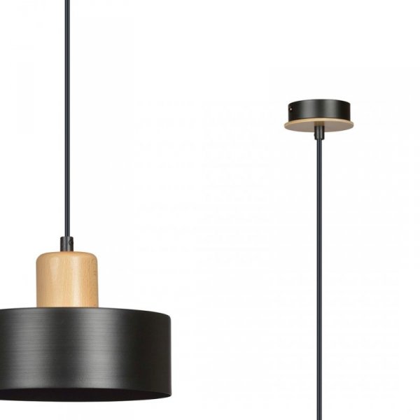 LAMPA WISZĄCA NAD STÓŁ Z DREWNEM EMIBIG TORIN 1 BLACK