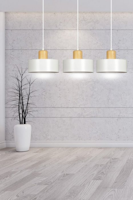LAMPA WISZĄCA NAD STÓŁ Z DREWNEM EMIBIG TORIN 3 WHITE