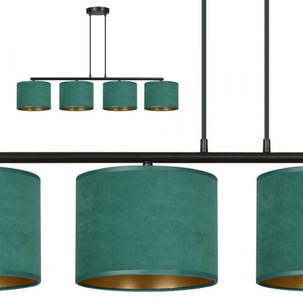 LAMPA CZARNA Z ABAŻUREM BUTELKOWA ZIELEŃ EMIBIG HILDE 4 BL GREEN