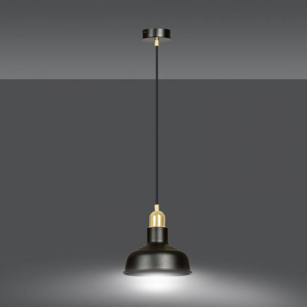 LAMPA WISZĄCA CZARNO ZŁOTA METALOWA LOFT NAD STÓŁ EMIBIG IBOR 1 BLACK