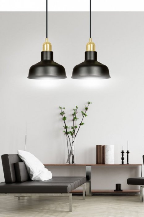 LAMPA WISZĄCA CZARNO ZŁOTA METALOWA LOFT NAD STÓŁ EMIBIG IBOR 2 BLACK