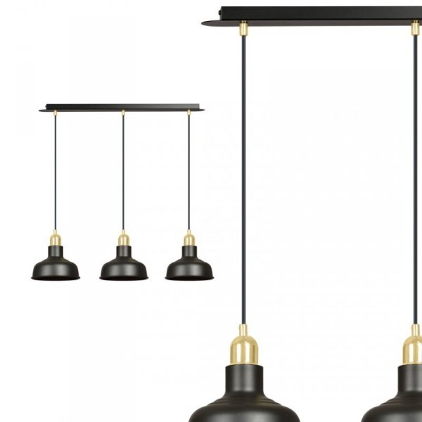 LAMPA WISZĄCA CZARNO ZŁOTA METALOWA LOFT NAD STÓŁ EMIBIG IBOR 3 BLACK