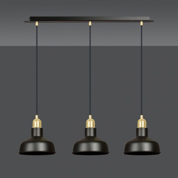 LAMPA WISZĄCA CZARNO ZŁOTA METALOWA LOFT NAD STÓŁ EMIBIG IBOR 3 BLACK