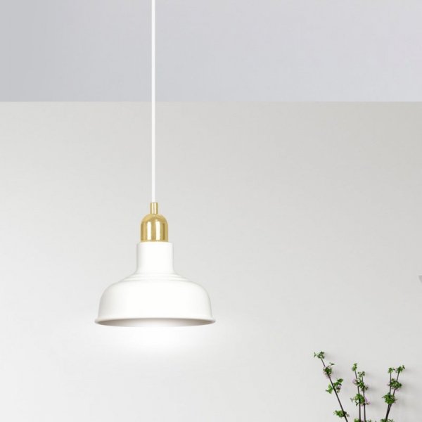 LAMPA WISZĄCA BIAŁO ZŁOTA METALOWA NAD STÓŁ EMIBIG IBOR 1 WHITE