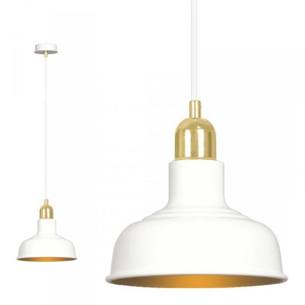LAMPA WISZĄCA BIAŁO ZŁOTA METALOWA NAD STÓŁ EMIBIG IBOR 1 WHITE