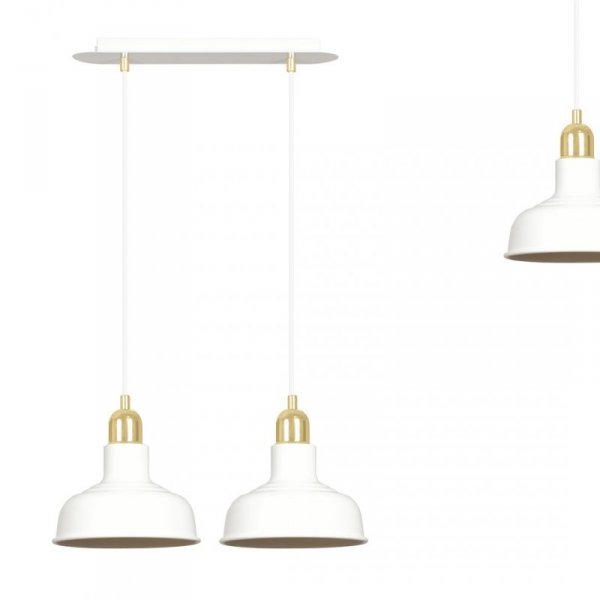 LAMPA WISZĄCA BIAŁO ZŁOTA METALOWA NAD STÓŁ EMIBIG IBOR 2 WHITE