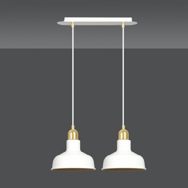 LAMPA WISZĄCA BIAŁO ZŁOTA METALOWA NAD STÓŁ EMIBIG IBOR 2 WHITE