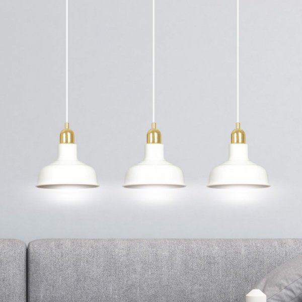 LAMPA WISZĄCA BIAŁO ZŁOTA METALOWA NAD STÓŁ EMIBIG IBOR 3 WHITE