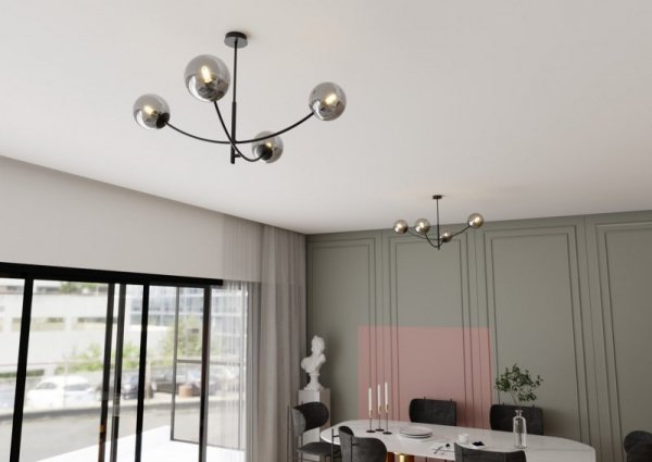 LAMPA WISZĄCA NOWOCZESNA KULE SZKLANE EMIBIG HUNTER 4 BLACK/GRAFIT