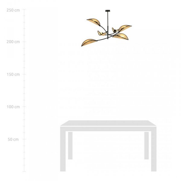 LAMPA WISZĄCA DEKORACYJNA DO SALONU SYPIALNI EMIBIG LOTUS 6 BLACK/RATTAN