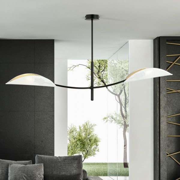 LAMPA WISZĄCA DEKORACYJNA DO SALONU SYPIALNI EMIBIG LOTUS 2 WHITE/GOLD