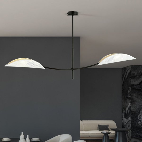 LAMPA WISZĄCA DEKORACYJNA DO SALONU SYPIALNI EMIBIG LOTUS 2 WHITE/GOLD