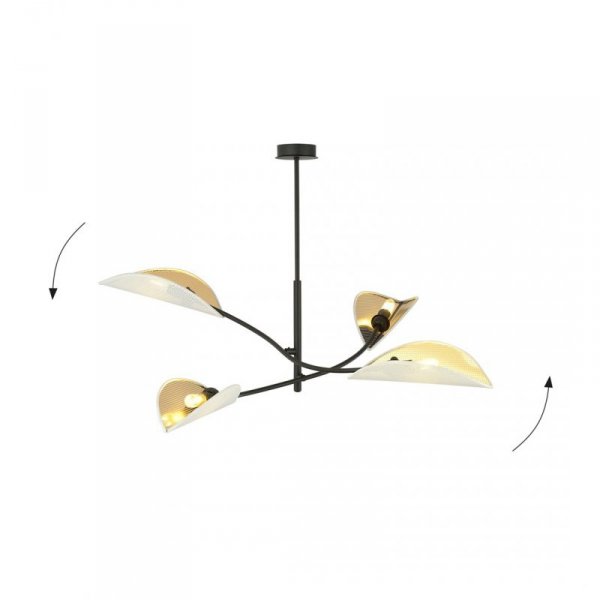 LAMPA WISZĄCA DEKORACYJNA DO SALONU SYPIALNI EMIBIG LOTUS 4 WHITE/GOLD