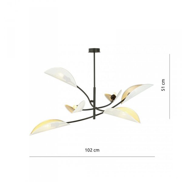 LAMPA WISZĄCA DEKORACYJNA DO SALONU SYPIALNI EMIBIG LOTUS 6 WHITE/GOLD