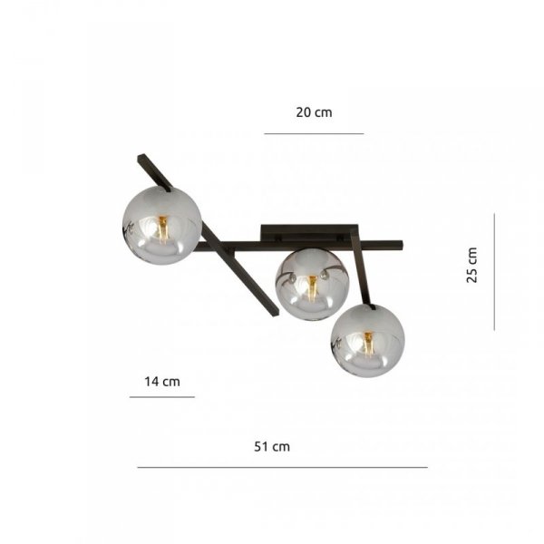 LAMPA SUFITOWA PLAFON KULE NOWOCZESNA EMIBIG SMART 3 BLACK/GRAFIT