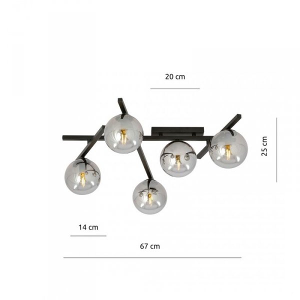 LAMPA SUFITOWA PLAFON KULE NOWOCZESNA EMIBIG SMART 5 BLACK/GRAFIT