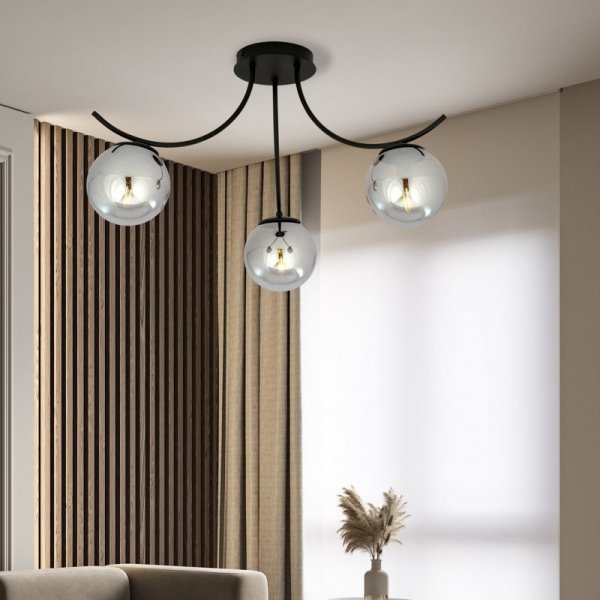 LAMPA SUFITOWA KULE SZKLANE DO POKOJU SALONU EMIBIG BOSTON 3 BLACK/GRAFIT