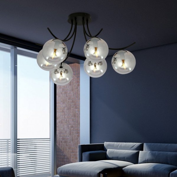 LAMPA SUFITOWA KULE SZKLANE DO POKOJU SALONU EMIBIG BOSTON 6 BLACK/GRAFIT