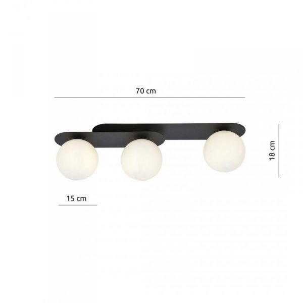 LAMPA SUFITOWA NOWOCZESNA PLAFON KULE SZKLANE EMIBIG PLAZA 3 BLACK/OPAL