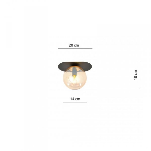 LAMPA SUFITOWA NOWOCZESNA PLAFON KULE SZKLANE EMIBIG PLAZA 1 BLACK/MIODOWY