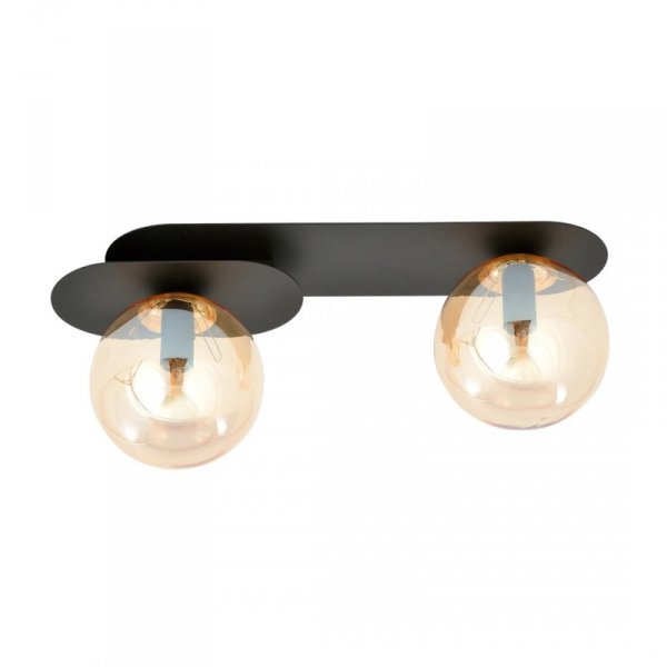 LAMPA SUFITOWA NOWOCZESNA PLAFON KULE SZKLANE EMIBIG PLAZA 2 BLACK/MIODOWY