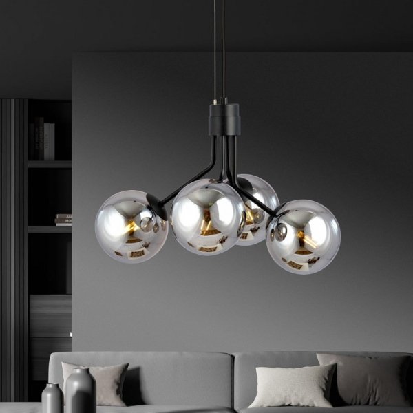 LAMPA WISZĄCA CZARNA NOWOCZESNA KLOSZE KULE EMIBIG NOVA 4  BLACK/GRAFIT