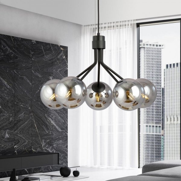 LAMPA WISZĄCA CZARNA NOWOCZESNA KLOSZE KULE EMIBIG NOVA 5  BLACK/GRAFIT