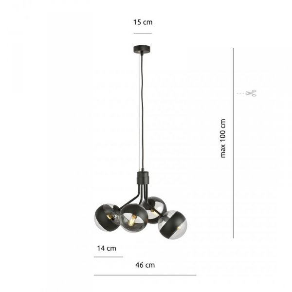 LAMPA WISZĄCA CZARNA NOWOCZESNA KLOSZE KULE EMIBIG NOVA 4  BLACK/STRIPE