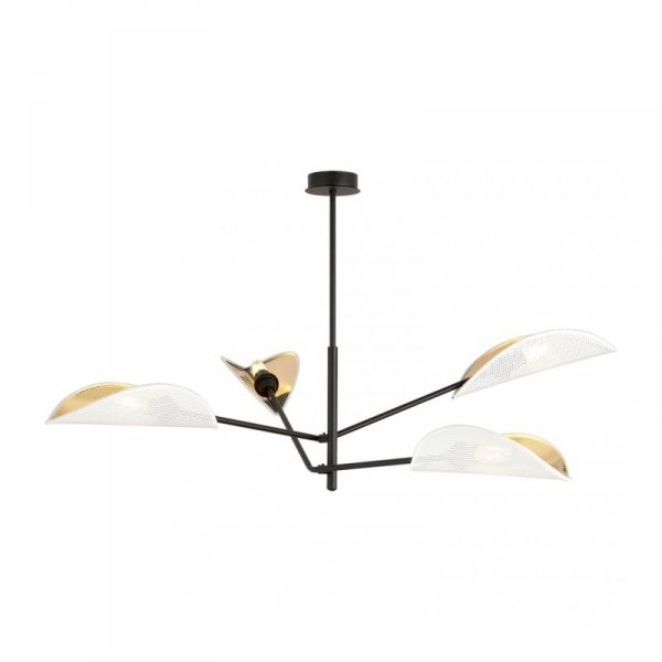 LAMPA WISZĄCA CZARNA DEKORACYJNA DO POKOJU SALONU EMIBIG VENE 4 WHITE/GOLD