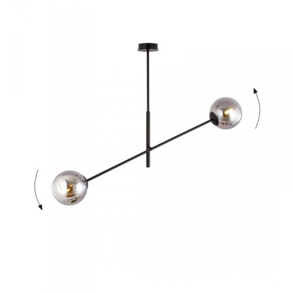 LAMPA WISZĄCA CZARNA KULE DO SALONU POKOJU EMIBIG LINEAR 2 BLACK/GRAFIT