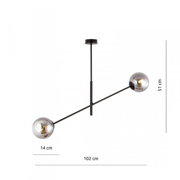 LAMPA WISZĄCA CZARNA KULE DO SALONU POKOJU EMIBIG LINEAR 2 BLACK/GRAFIT
