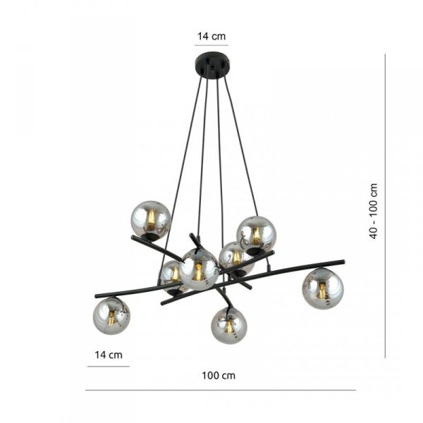 LAMPA WISZĄCA NOWOCZESNA KULE SZKLANE EMIBIG ESSA 8 GRAFIT