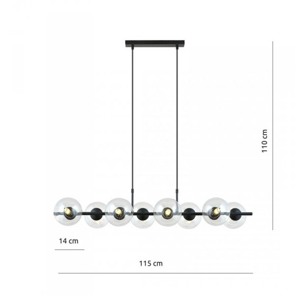 LAMPA WISZĄCA NAD STÓŁ KULE TRANSPARENTNE EMIBIG RORY 8 TRANSPARENT