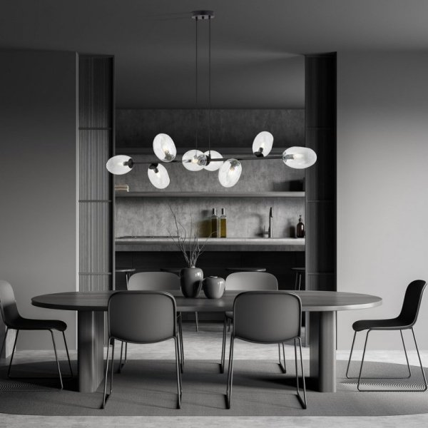 LAMPA WISZĄCA CZARNA NAD STÓŁ SZKLANA EMIBIG PANDORA 8 BL TRANSPARENT