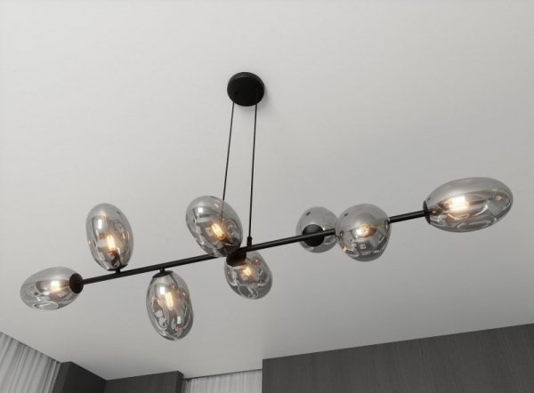 LAMPA WISZĄCA CZARNA NAD STÓŁ SZKLANA EMIBIG PANDORA 8 BL GRAFIT
