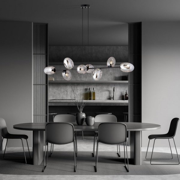 LAMPA WISZĄCA CZARNA NAD STÓŁ SZKLANA EMIBIG PANDORA 8 BL GRAFIT