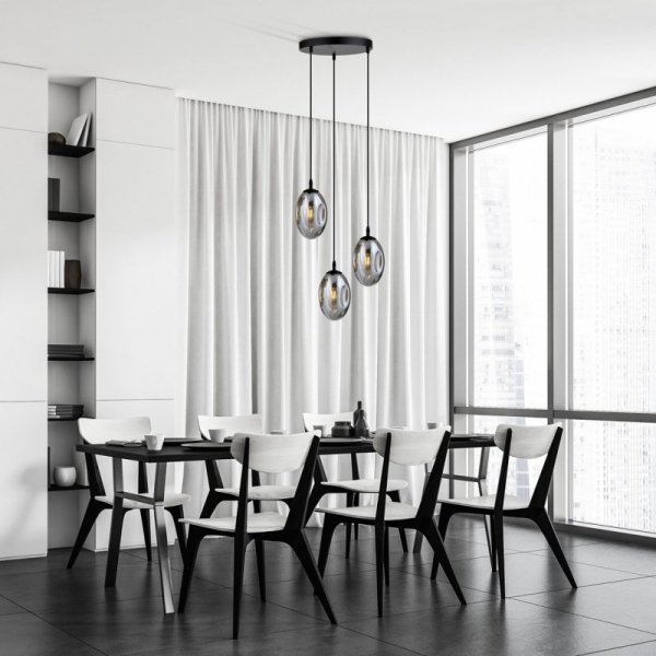 LAMPA WISZĄCA SZKLANA NAD STÓŁ DO SALONU JADALNI EMIBIG ASTRAL 3 BL PREMIUM GRAFIT