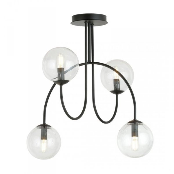 LAMPA WISZĄCA CZARNA KULE SZKLANE NOWOCZESNA EMIBIG ARCHI 4A BL TRANSPARENT oprawa oświetleniowa