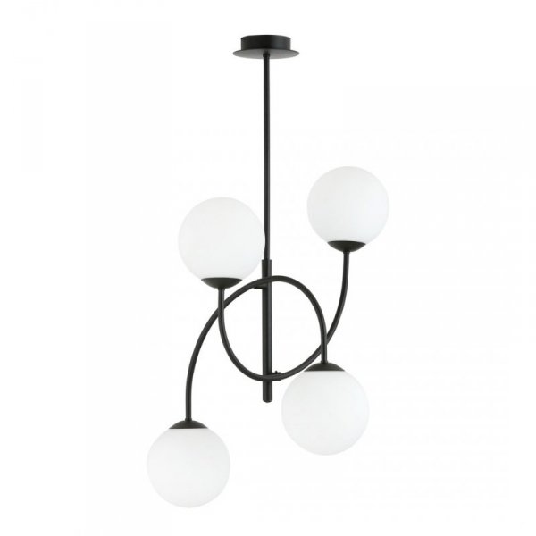 LAMPA WISZĄCA CZARNA KULE SZKLANE NOWOCZESNA EMIBIG ARCHI 4B BL OPAL oprawa oświetleniowa
