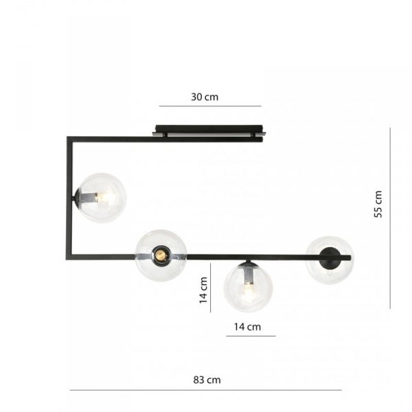 LAMPA WISZĄCA CZARNA NOWOCZESNA KULE SZKLANE EMIBIG SOMA 4 BL TRANSPARENT oprawa oświetleniowa
