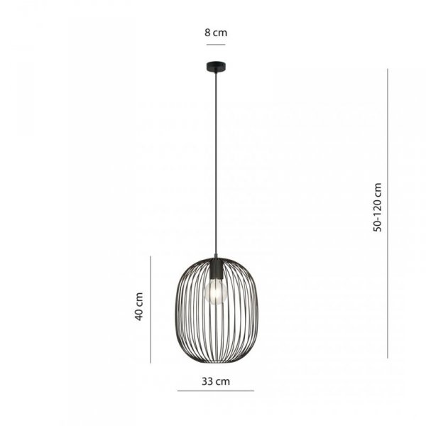 LAMPA WISZĄCA CZARNA METALOWA DRUCIANA EMIBIG ONYX 1 BL oprawa oświetleniowa