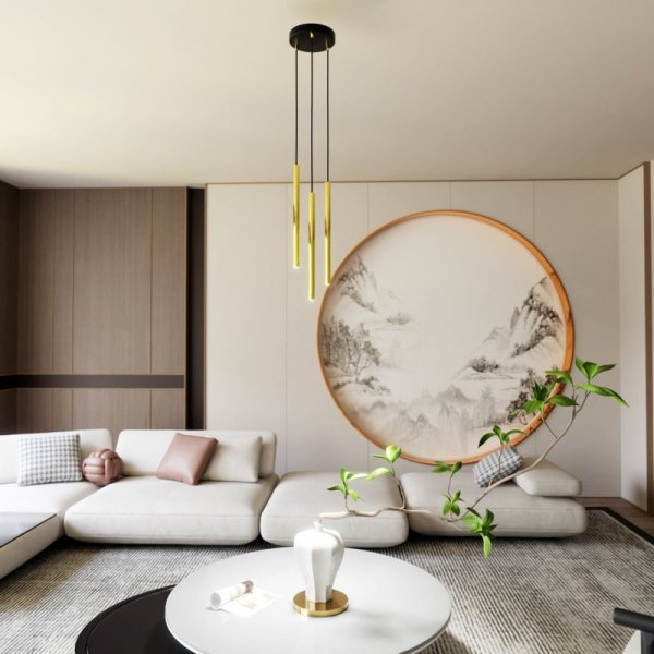 LAMPA WISZĄCA TUBA NAD STÓŁ BAR WYSPĘ DO KUCHNI JADALNI EMIBIG SELTER 3 PREMIUM GOLD  oprawa oświetleniowa