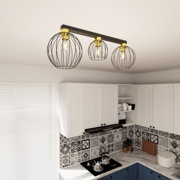 LAMPA SUFITOWA PLAFON CZARNY DRUCIANY NEST 3 BL GOLD oprawa oświetleniowa