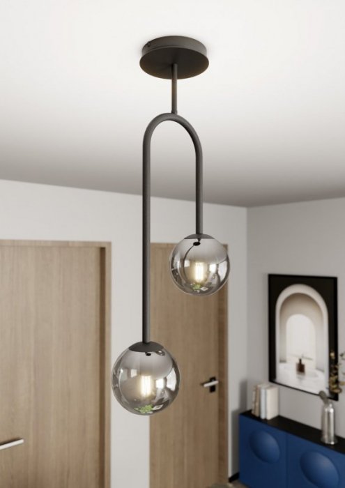 LAMPA WISZĄCA CZARNA NOWOCZESNA KULE ATRIA 2 BL GRAFIT oprawa oświetleniowa