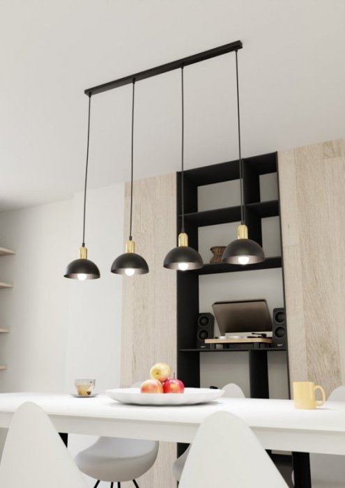 LAMPA WISZĄCA NAD STÓŁ CZARNO ZŁOTA EMIBIG MOTO 4 BL oprawa oświetleniowa