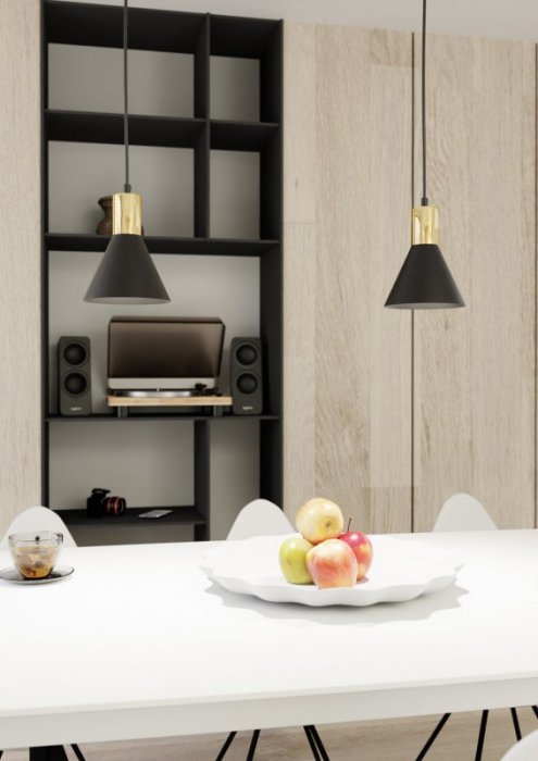 EMIBIG LAMPA WISZĄCA CZARNO ZŁOTA NAD STÓŁ ROSA 1 BL oprawa oświetleniowa