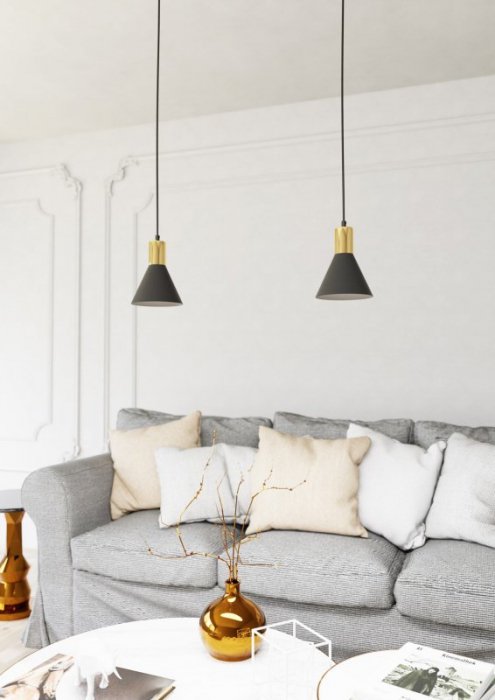 EMIBIG LAMPA WISZĄCA CZARNO ZŁOTA NAD STÓŁ ROSA 1 BL oprawa oświetleniowa